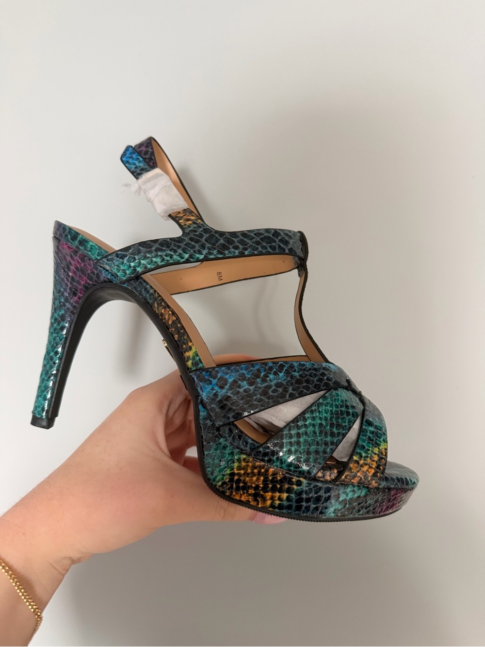Multicolor Snake-Embossed High Heel